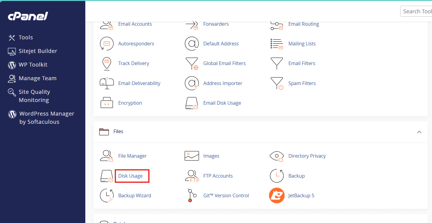 cách kiểm tra số lượng file trên hosting tại trang quản lý cpanel 3