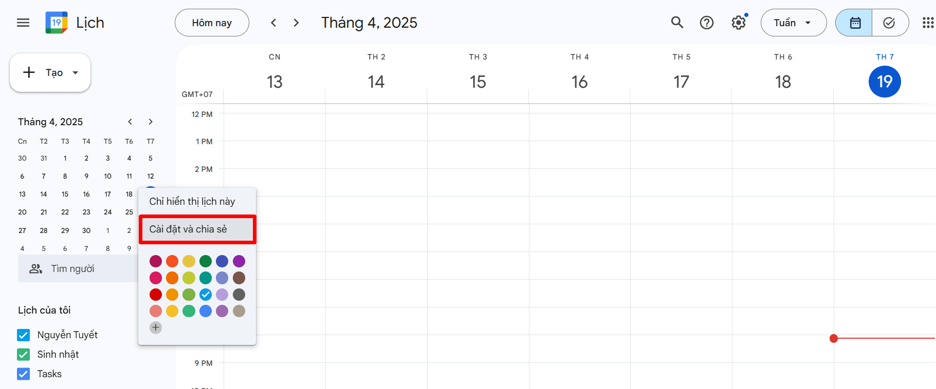 hướng dẫn cách chia sẻ lịch google calendar với người khác 3