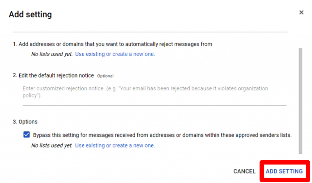 hướng dẫn chặn email domain từ bên ngoài trong google workspace 9