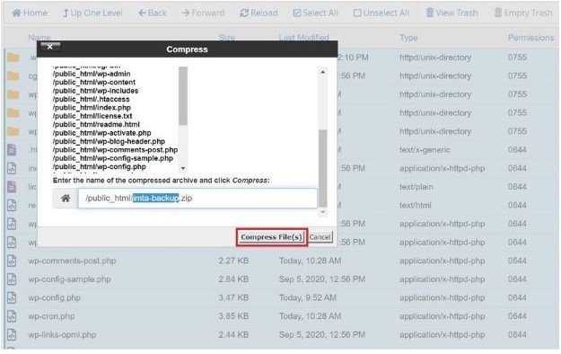 hướng dẫn sao lưu dữ liệu website trên hosting wordpress cpanel 4