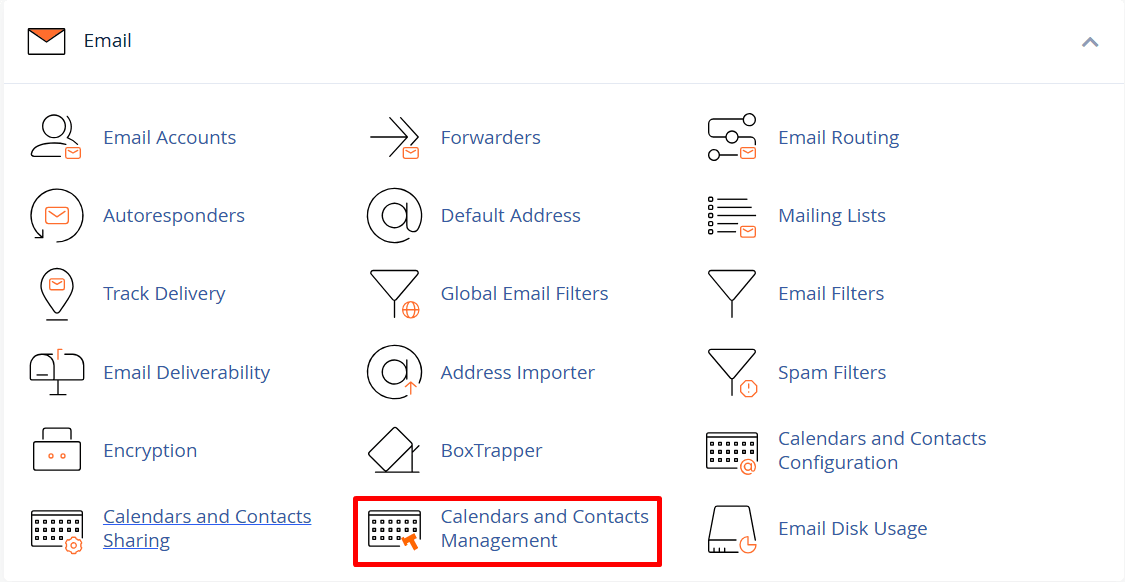 hướng dẫn sử dụng calendars and contacts management trên cpanel 1