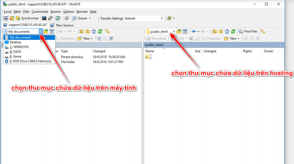 hướng dẫn upload dữ liệu lên hosting bằng winscp 4