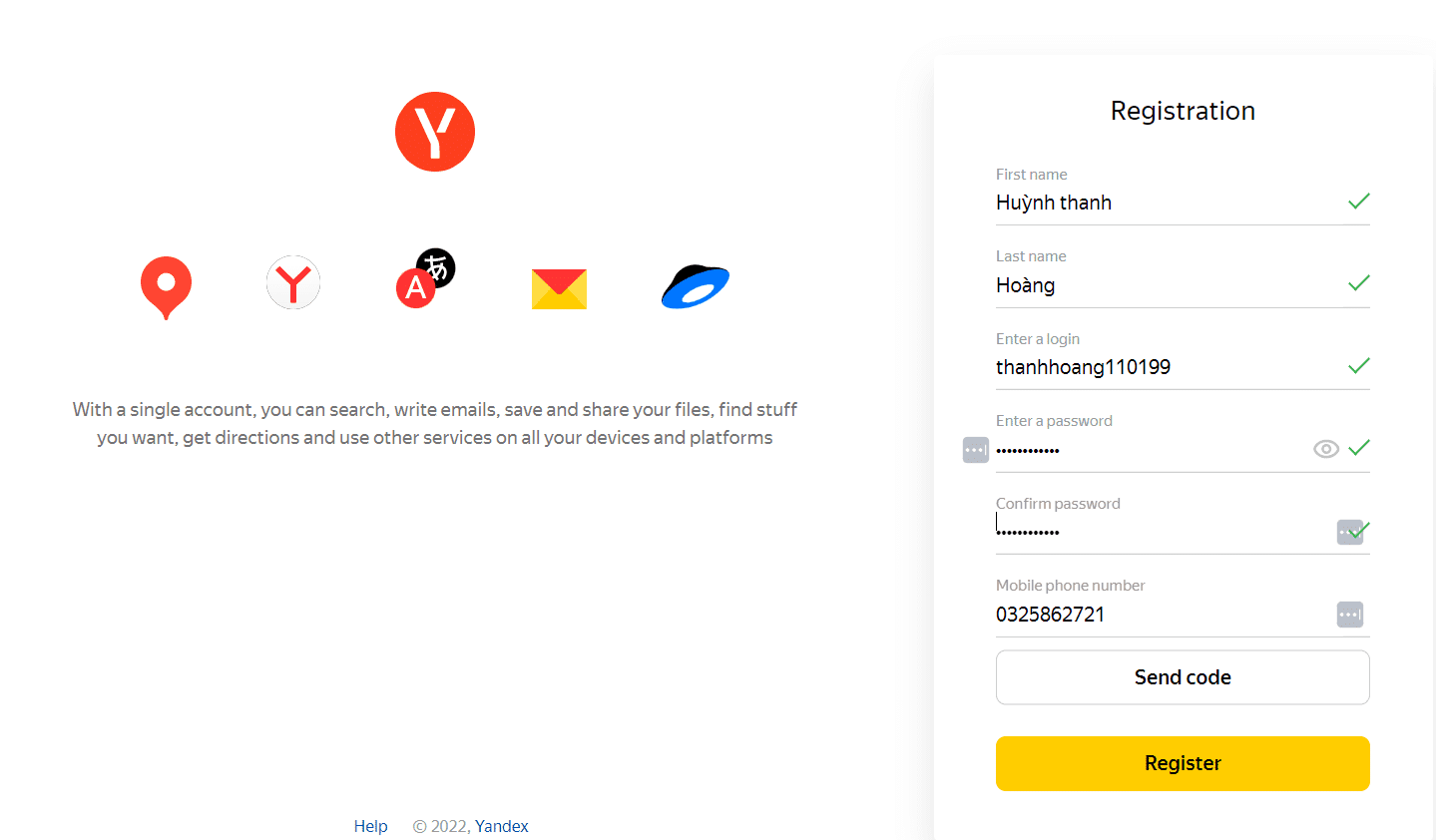 tạo email theo domain với yandex